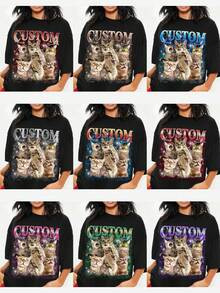 Kaos Custom Y2K Ukuran Besar, Kaos Cetak Foto Retro 90-an, Kaos Custom Massal untuk Saudari dan Teman Sekelas, Warna Hitam Musim Panas - Hitam - View 2