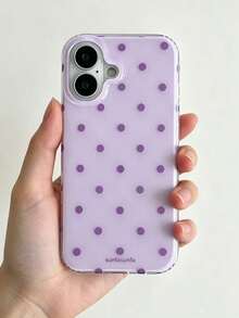 時尚手機殼，極簡可愛設計，紫色波點圖案，適用於 iPhone 11 至 17 系列，包含 Pro Max 版本 - 紫色 - 查看 2