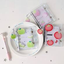 1pc Mini Photo Card Album With Fruit Bead Pendant, Transparent Polka Dot Cover, Replaceable Pages Idol Card Storage Binder, Student Star Card Collection Book, Strawberry Tomato Green Apple Pattern, Back To School,Card Holder - Photo Album - View 7