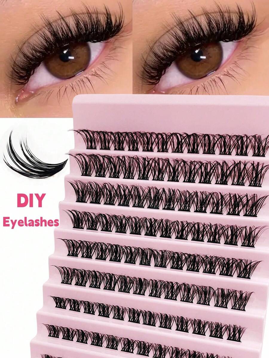 LIMEIKAI 120 Clusters False Eyelashes, 8-16mm, Thin Natural, D Curl, Fluffy Clusters, DIY Eyelash Extension, Eyelash Clusters, Individual False Eyelashes, False Eyelashes, False Eyelashes