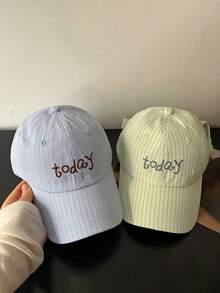 1件女款條紋棒球帽，可愛刺繡字母蝴蝶結夏季遮陽帽，時尚休閒防曬帽，清新返校季最佳禮物 - 彩色 - 查看 4