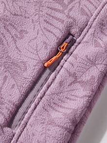 Fallfashion Ladies' Outdoor Fleece Jacket With Maple Leaf Pattern And Thick Zipper Pocket Design, Fleece Jacket Falloutfit - Lilac Purple - View 5