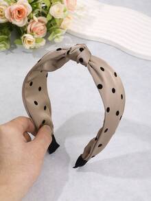 1 Stück breites gepunktetes Haarband mit Knoten für Damen, Satin-Stoff mit Twist-Obenknoten, modisches Haaraccessoire für Urlaub und Strand - Verschiedenfarbig - Übersicht 9