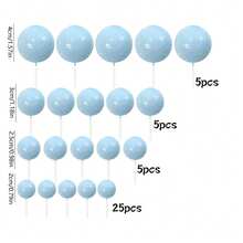 40pcs Multicolor Metallic & Matte Spherical Cake Toppers, Mini Foam Ball Decorations For Birthday & Wedding Cake Decor - Multicolor - View 14