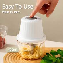 Portable USB Electric Mini Food Processor & Garlic Chopper, 6 Blades, 13.53oz/1.6 Cup Capacity, For Ginger, Onion, Meat, Fruit Chopping, USB Vegetable Grinder, Compact Size, Suitable For Office And Travel Use - Multicolor - View 5