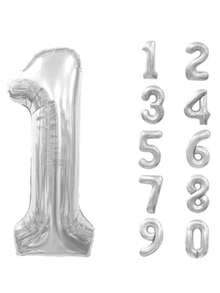 32 Inch Silver Number Foil Balloon, Large Standing Mylar Number Balloon For Birthday Party Decor, Anniversary, Store Opening - 32-inch Silver Number Balloon - View 10