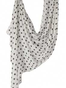 1pc Women's Bohemian Style Fashion Polka Dot Print Viscose Scarf, Spring/Summer Casual Street Hijab Versatile Shawl, Suitable For Daily Wear - White - View 3