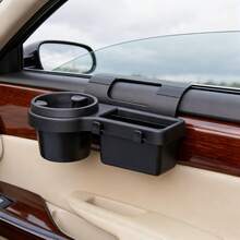 多功能汽車收納盒，附杯架、飲料架、側門窗手機槽與懸掛收納架，耐用 ABS 材質，簡易安裝，省空間設計 - 黑色 - 查看 2