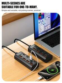 8埠 USB 集線器 4個 USB-A + 4個 Type-C PD 快充分線器 1.2m 線材 25W 多埠充電底座 適用筆電桌機手機平板多裝置充電擴充轉接器 - 查看 5