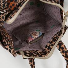 DLIU 全新 1 個大容量多口袋豹紋女款手提包，便當包/午餐盒收納袋，上班通勤托特包，購物袋，適合上班、上學、日常使用，便攜多功能時尚復古 - 鏽棕色 - 查看 10