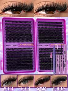 640pcs Eyelash Extension Kit, DIY Segmented Lashes With Tools, Large Capacity Soft False Eyelash Bundle Set, Suitable For Beginners, DIY Home Use, Fluffy And Thick, Easy To Use, Portable And Reusable, Create Natural And Charming Eyes - 彩色 - 查看 18