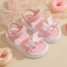 Lugualt Girls' Fashion Ruffle & Rhinestone Decor Platform Sandals - Pink - View 12