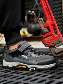 Men Work Shoes Steel Toe Smashproof Boots Unbreakable Puncture Resistant Work Boots - 灰色 - 查看 2