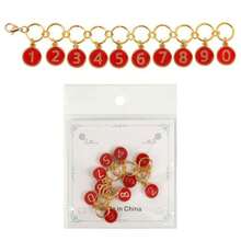 1 Set Enamel Number 0-9 Knitted Row Counter Chain, Locking Stitch Marker With Clasp, Suitable For Knitting, Crochet, Sewing Accessories - Fastener - View 17