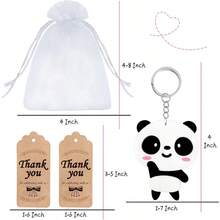 12 Sets Cute Panda Party Favors Including Keychains And Thank You Tags, Great For Panda Lovers, Animal Theme Birthday - Multicolor - View 4