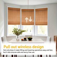 Brown Bamboo-Style Cordless Roller Blinds – Spring-Operated, Light-Filtering Shade Curtains For Windows; Easy DIY Installation With No Tools Needed; Available In Multiple Standard Sizes; Ideal For Living Room, Kitchen, Bedroom, Balcony Or Patio Use; - JY2308 - View 8