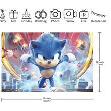 Authorized 1PC Healing Adventure Sonic Theme Birthday Party Decoration Backdrop (82.7x59.1/59.1x39.4/39.4x29.5 Inch), Suitable For Boys Girls Birthday Party Background, Children Newborn Cake Table Party Wall Decoration Banner, Outdoor Indoor Photography Photo Backdrop Props - Multicolor - View 16