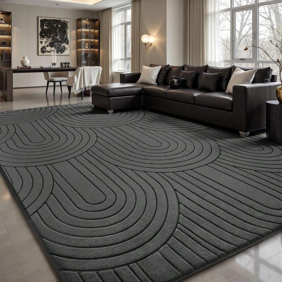 Sour Lemon Rugs Living Room Extra Large 200x300cm,3D Semicircular Pattern Area Rugs For Bedroom, Modern Annualrings Area Rugs,Machine Washable Carpet Anti Slip Short Pile Rug,Best For Dorms, Bedroom, Living Room