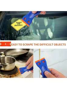 1 Plastic Scraper With 10 Plastic Blades, For Removing Labels And Stickers From Window Glass, Cleaning Floors, Stoves, Car Windows - Multicolor - View 10