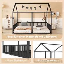 Bed Frame Kids Bed 90x200cm - House Design - 黑色 - 查看 2