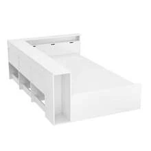 Bed Frame For Kids 90x200cm - White With Storage Space - White - View 10