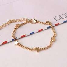 1pc Cute Elegant Versatile Five-Pointed Star Bracelet, Fashionable Women's Bracelet, Korean Style Fresh Girls Star Jewelry - Yellow Gold - View 6