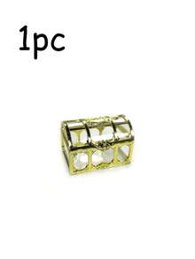 Summer Treasure Box Decoration Set, Gold Mini Treasure Box With Shiny Artificial Crystal Gemstones, Cute Decorative Props, Suitable For Beach And Pool Theme Parties, Multi-Functional Theme Party Favors, Unisex Creative Holiday Gift Accessories - One Size - View 9