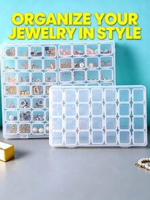 One Transparent Plastic Jewelry Organizer Box With 28/56 Removable Compartments. Suitable For Earrings, Rings, Necklaces, Beads, And Small Craft Items. Portable Organizer, Perfect For Travel, Back-To-School Season, And Valentine's Day. - Multicolor - View 5