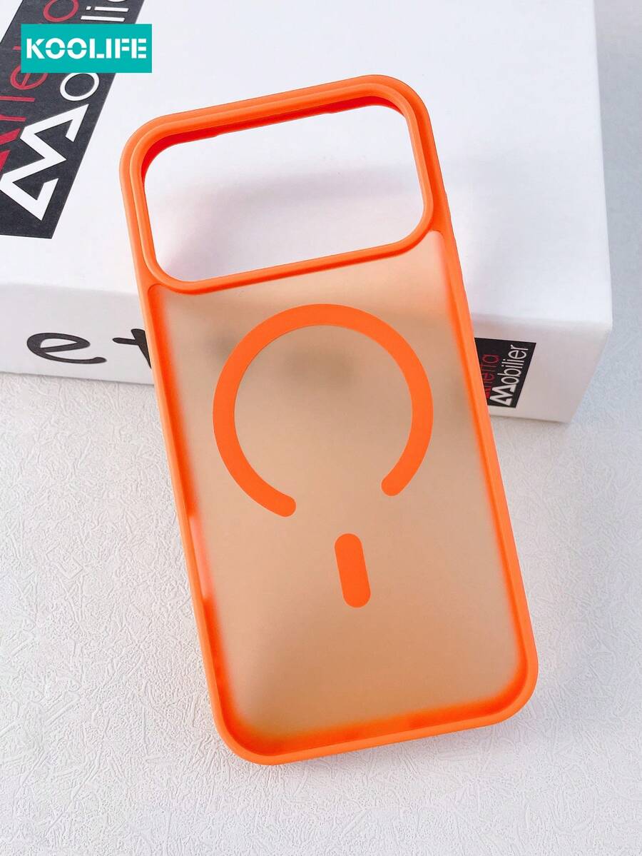 Koolife 1pc Magnetic Phone Case, PC+TPU Material, 2.0mm Thickness, Matte Surface, Skin-Friendly Design, Raised Lens Protection, Anti-Slip Anti-Drop, Compatible With IPhone 17/17 Pro/17 Pro Max - Orange - View 1