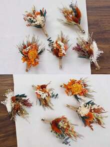 1/2/6/12/20pcs Boho Mini Artificial Flower Bouquet Set, Small Vase Tabletop Floral Decor, Envelope Gift Box Ornaments - Multicolor - View 8