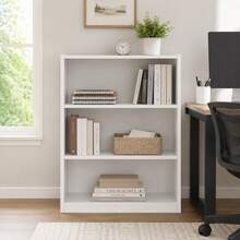 3 Tier Bookcase With Adjustable Shelves, White Bookshelf Storage Organizer For Living Room, Bedroom, Home Office, Small Spaces & Display Storage - 白色 - 查看 8