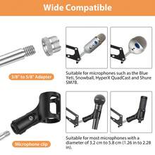 7Sevenjokers All-Purpose Microphone Stand Set – Includes Pop Filter And Microphone Cap, 360° Adjustable Boom Arm, Desk Clamp – Suitable For Podcasting, Live Streaming, Gaming And Recording - Black - View 4