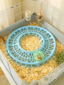 Juguete de pista de plástico DIY para hámster, pista desmontable azul para zarigüeya de azúcar (apto para bolas de ejercicio de 12cm/4.72in, 14cm/5.51in y 18.5cm/7.28in), pista de trote para cobaya, fácil de montar, apto para mascotas pequeñas - A - Ver 1