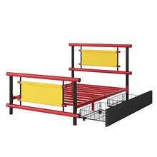 Kids Bed Frame 90x200 With Drawers - Colorful Metal Frame - 紅色 - 查看 4