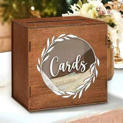 Creative Wooden Wedding Mori Style Vintage Card Storage Transparent Display Blessing Gift Money Greeting Card Box