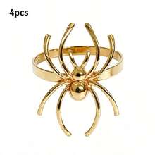 4/12pcs Halloween Spider Napkin Rings Creative Table Decor Napkin Holders Party Dinner Tabletop Arrangement Props Holiday Accessories - Multicolor - View 10