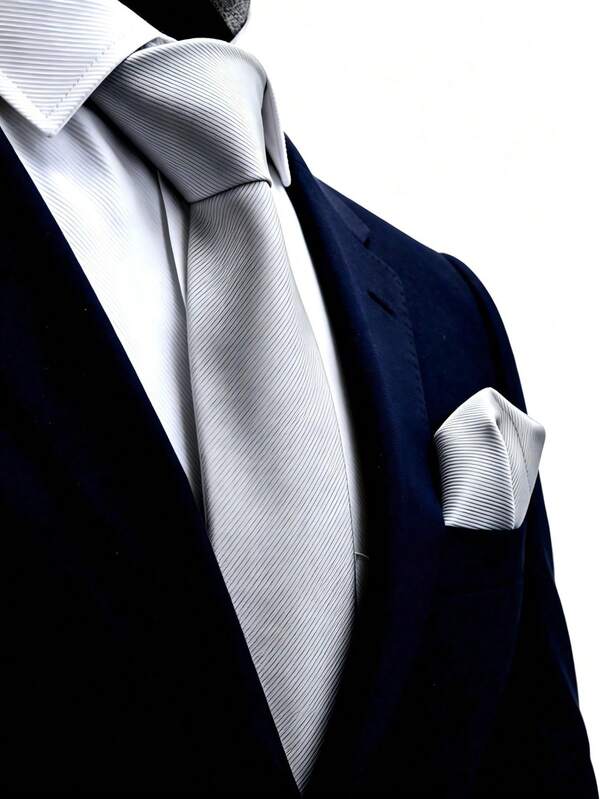 1pc Men's 8cm Gold Textured Tie And Pocket Square Set, Wedding Party Groom Tie Set