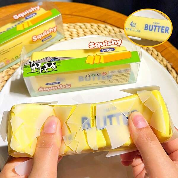 1pc Squishy Butter Stick Slow Rebound Sound-Activated Squeeze Toy, Stress Relief Venting Finger-Sucking Prank Squeeze Toy, Soft Texture Slow Rebound, Comfortable Kneading Feel, Soft Squishy Ball, Fingertip Stress Relief Squeeze Ball, Holiday Gift