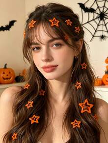 10/20/50pcs Women's Halloween Y2K Star Metal Hair Clips, Daily Use Claw Clips Hair Pins, School Supplies, Women's Hair Accessories, Hair Clips - Regular Model - View 4