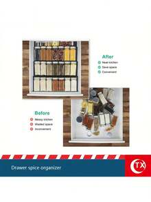 1pc/4pcs/8pcs Kitchen Storage Organizer, Spice Container Rack, Countertop-Free Acrylic Seasoning Storage Rack, Multi-Layer Drawer Storage Shelf, Suitable For Kitchen Cabinets, Cupboards And Shelves Kitchen Accessories - Clear - View 8