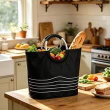 Foldable Large Capacity Shopping Tote Bag, Multi-Functional Food Storage & Carrying Bag, Suitable For Travel & Takeout, Reusable Supermarket Retail Grocery Storage Basket - Multicolor - View 5