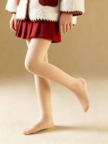 [Autumn/Winter] 1pc Girls/Children's Natural Skin Tone Thin Thermal Lined Tights, Heat-Locking, Warm, Thickened, Full Foot, Soft, Versatile, Skin-Friendly, Delicate, Sheer, Leg-Enhancing, Suitable For Autumn/Winter Outdoor Activities/Home Leisure/Daily Wear/Back To School - Multicolor - View 3