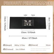 1pc Personalized Bar Mat, Customized Bar Long Mat, Gift For Husband, Home Bar Decor, Rubber Bartender Mat, Silicone Beer Mat, Christmas Gift, Vintage Men's Gift, Customized Personalized Name Whiskey Bar Mat, Rubber Bartender Mat, Gift For Father, Home Bar Decor - Grey - View 3