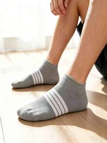 Men's Comfortable New Breathable Short Boat Socks, Summer Sweat-Absorbing Striped Anti-Odor Casual Short Socks - Multicolor - View 4