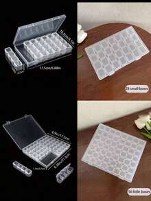 1PC Transparent Plastic Compartmental Storage Box,10-56 Grids Optional Adjustable Divider Net Style Organizer, Dust-Proof Desktop Indoor Home Handicraft Beads Jewelry Nail Rhinestone DIY Small Accessory Classification Container - A - View 3