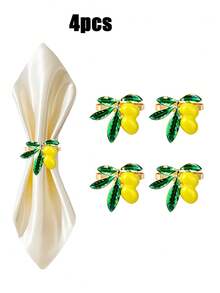 2/4/6/12pcs Lemon Shaped Napkin Rings, Decorative Napkin Rings, Wedding Decoration, Ceremony, Table Decor, Wedding, Dinner, Party Decoration Napkin Rings - Multicolor - View 12