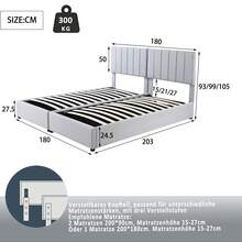 Bed Frame 180x200 Cm Hydraulic With Storage – Grey - 灰色 - 查看 8