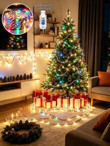 USB Colorful Christmas Light String, 5m/10m Candy Cane Twisted LED Fairy String Lights, Flexible Indoor Decorative Light Rope, Suitable For Christmas Tree, Stairs, Fireplace, Window And Holiday Party Decoration - Christmas Santa Claus String Lights - View 1