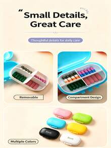 1pc/Pcs Macaron Pill Box, Plastic Pill Box, Portable Mini, 4-Compartment Storage Box, Pill Box, Portable Medicine Box, Plastic Storage Pill Box For Travel - View 3