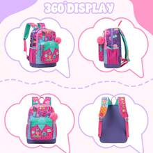 Juego de 3 piezas de mochila para estudiantes niñas, estampado de postres de caramelo rosa, incluye mochila, bolso bandolera y estuche para lápices, ligero - Mochila escolar infantil - Ver 5